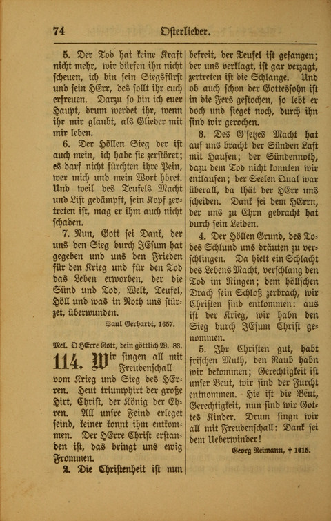 Kirchen-Gesangbuch für Evangelisch-Lutherische Gemeinden: ungeänderter Augsburgischer Confession darin des sel. Dr. Martin Luthers und anderer geistreichen Lehrer gebräuchlichste ... (55. ed.) page 74