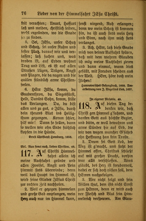 Kirchen-Gesangbuch für Evangelisch-Lutherische Gemeinden: ungeänderter Augsburgischer Confession darin des sel. Dr. Martin Luthers und anderer geistreichen Lehrer gebräuchlichste ... (55. ed.) page 76