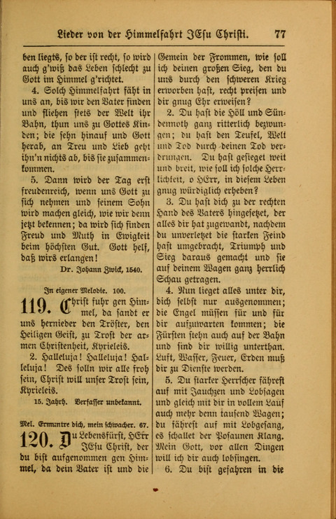 Kirchen-Gesangbuch für Evangelisch-Lutherische Gemeinden: ungeänderter Augsburgischer Confession darin des sel. Dr. Martin Luthers und anderer geistreichen Lehrer gebräuchlichste ... (55. ed.) page 77