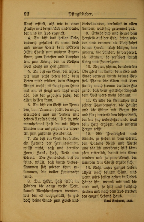 Kirchen-Gesangbuch für Evangelisch-Lutherische Gemeinden: ungeänderter Augsburgischer Confession darin des sel. Dr. Martin Luthers und anderer geistreichen Lehrer gebräuchlichste ... (55. ed.) page 92