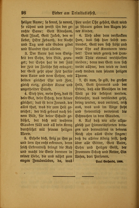 Kirchen-Gesangbuch für Evangelisch-Lutherische Gemeinden: ungeänderter Augsburgischer Confession darin des sel. Dr. Martin Luthers und anderer geistreichen Lehrer gebräuchlichste ... (55. ed.) page 98