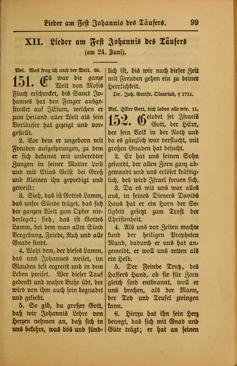 Kirchen-Gesangbuch für Evangelisch-Lutherische Gemeinden: ungeänderter Augsburgischer Confession darin des sel. Dr. Martin Luthers und anderer geistreichen Lehrer gebräuchlichste ... (55. ed.) page 99