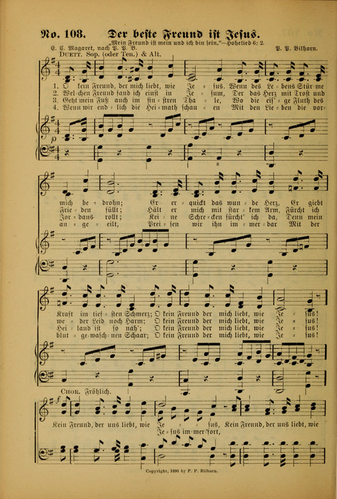 Die Kleine Palme: neueste Liedersammlung für Sonntagsculen und Jugendvereine sowie für Sonntag Abend und andere Gottesdienste page 108