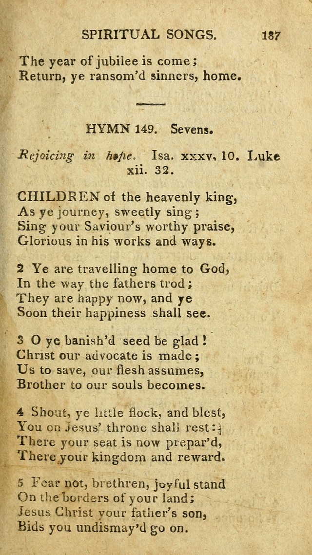 The Lexington Collection: being a selection of hymns, and spiritual songs, from the best authors (3rd. ed., corr.) page 187