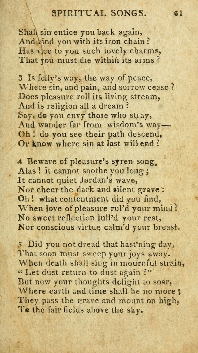 The Lexington Collection: being a selection of hymns, and spiritual songs, from the best authors (3rd. ed., corr.) page 61