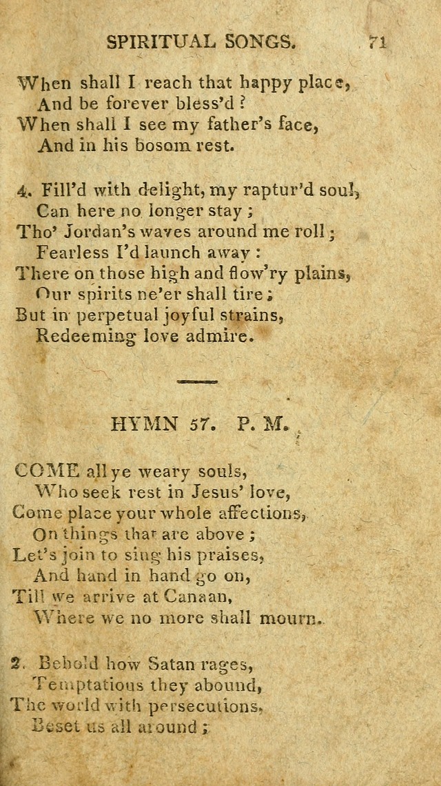 The Lexington Collection: being a selection of hymns, and spiritual songs, from the best authors (3rd. ed., corr.) page 71