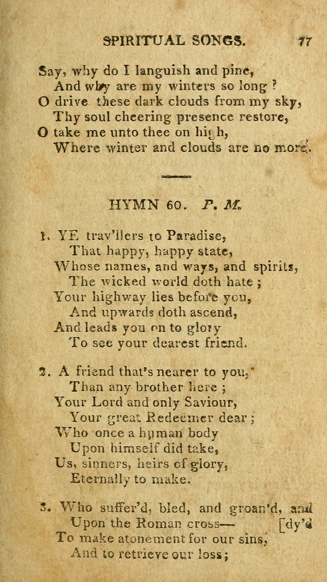 The Lexington Collection: being a selection of hymns, and spiritual songs, from the best authors (3rd. ed., corr.) page 77