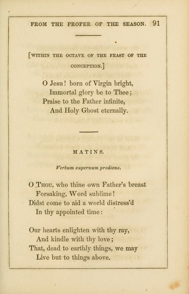 Lyra Catholica: containing all the hymns of the Roman breviary and missal, with others from various sources. Arranged for every day in the week, and the festivals and saints