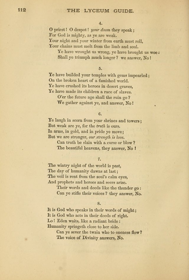 The Lyceum Guide: a collection of songs, hymns, and chants; lessons, readings, and recitations; marches and calisthenics. (With illustrations.) together with programmes and exercises ... page 102