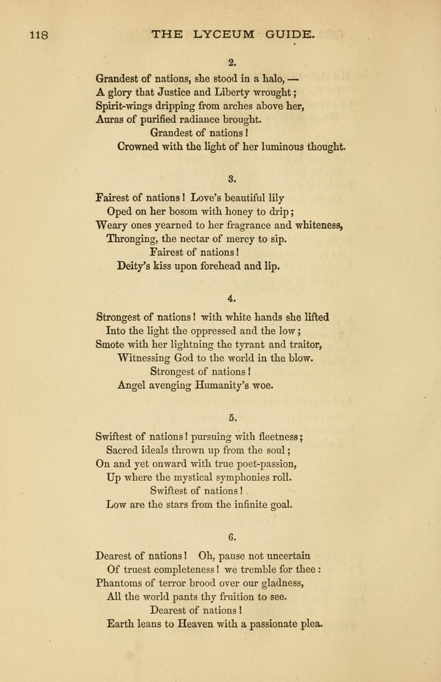 The Lyceum Guide: a collection of songs, hymns, and chants; lessons, readings, and recitations; marches and calisthenics. (With illustrations.) together with programmes and exercises ... page 108