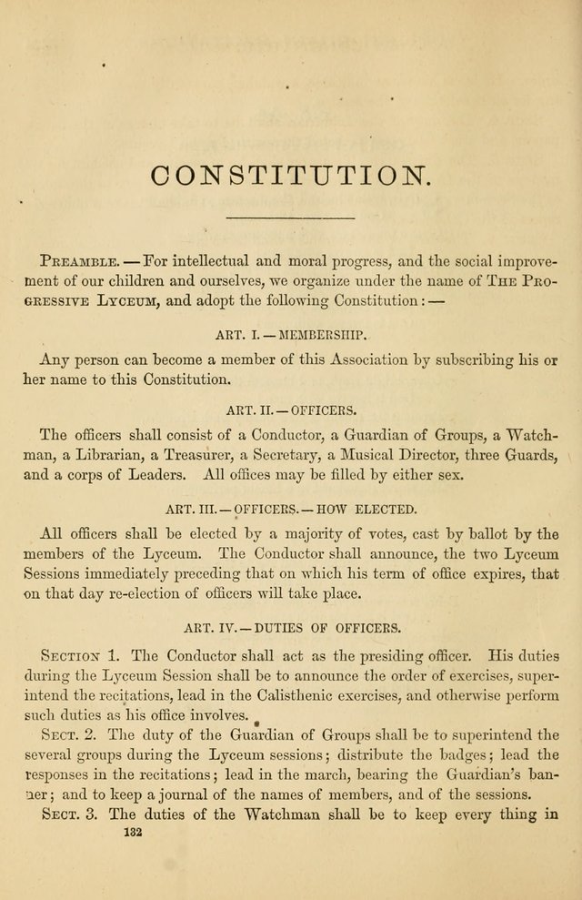 The Lyceum Guide: a collection of songs, hymns, and chants; lessons, readings, and recitations; marches and calisthenics. (With illustrations.) together with programmes and exercises ... page 122