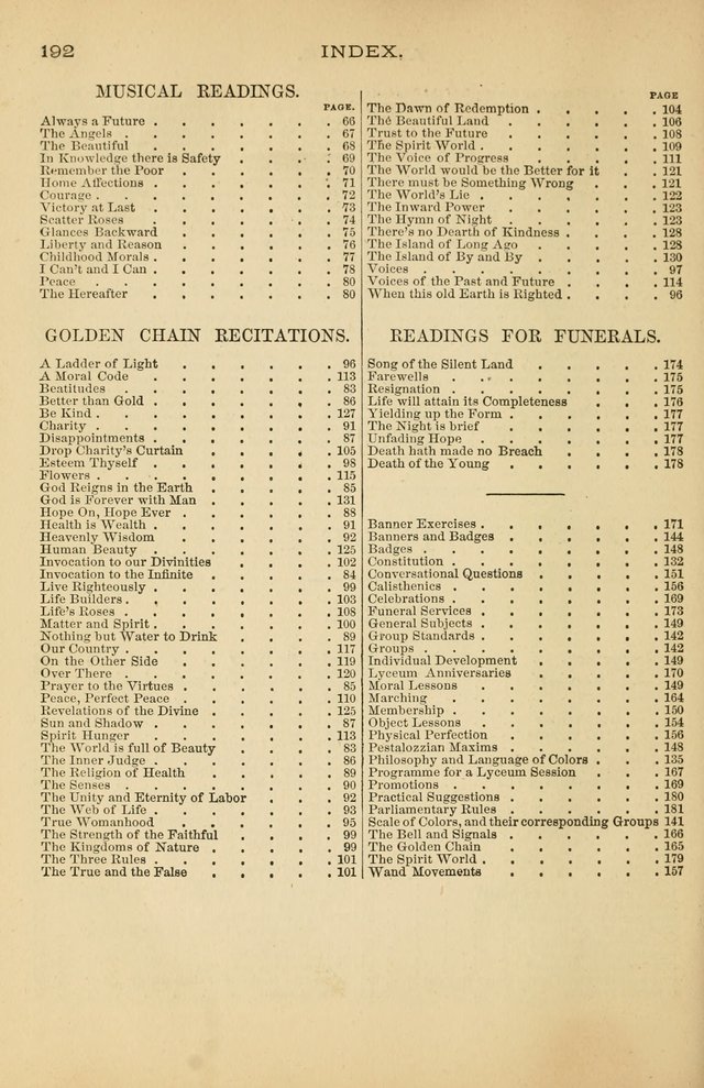 The Lyceum Guide: a collection of songs, hymns, and chants; lessons, readings, and recitations; marches and calisthenics. (With illustrations.) together with programmes and exercises ... page 182