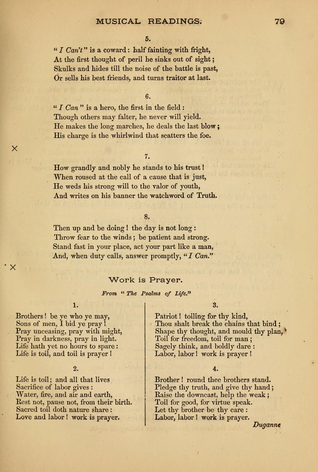 The Lyceum Guide: a collection of songs, hymns, and chants; lessons, readings, and recitations; marches and calisthenics. (With illustrations.) together with programmes and exercises ... page 69