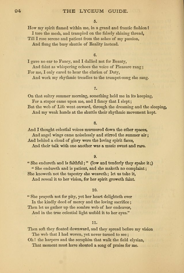 The Lyceum Guide: a collection of songs, hymns, and chants; lessons, readings, and recitations; marches and calisthenics. (With illustrations.) together with programmes and exercises ... page 84