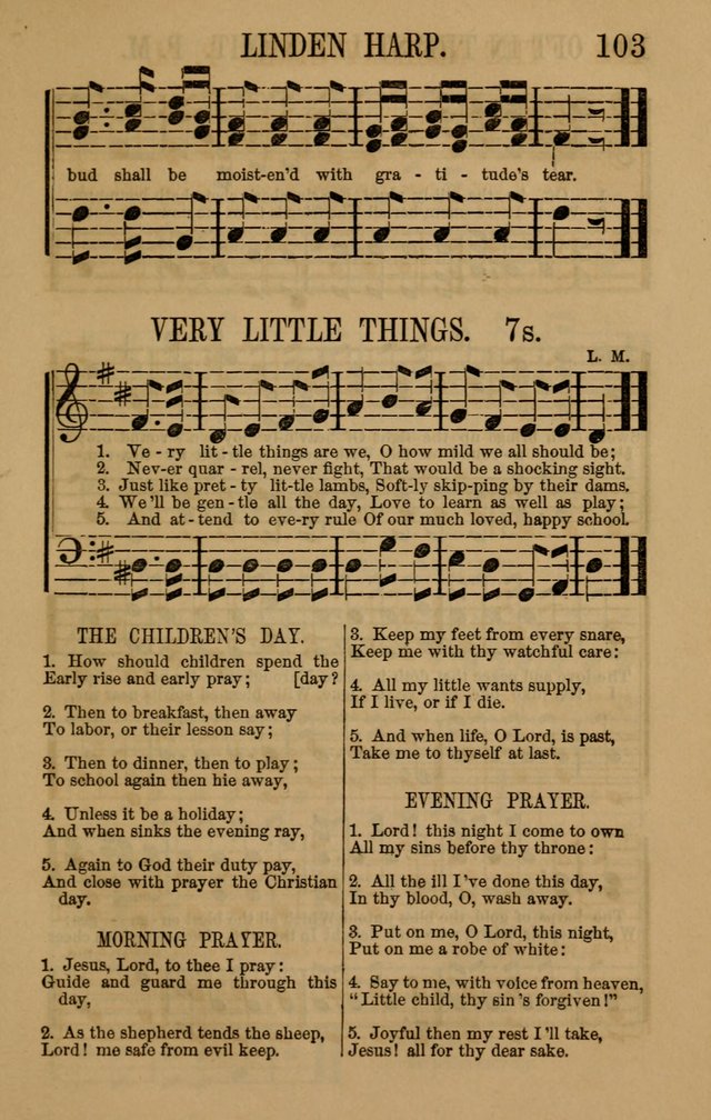 Linden Harp: a rare collection of popular melodies adapted to sacred and moral songs, original and selected. Illustrated. Also a manual of... page 103