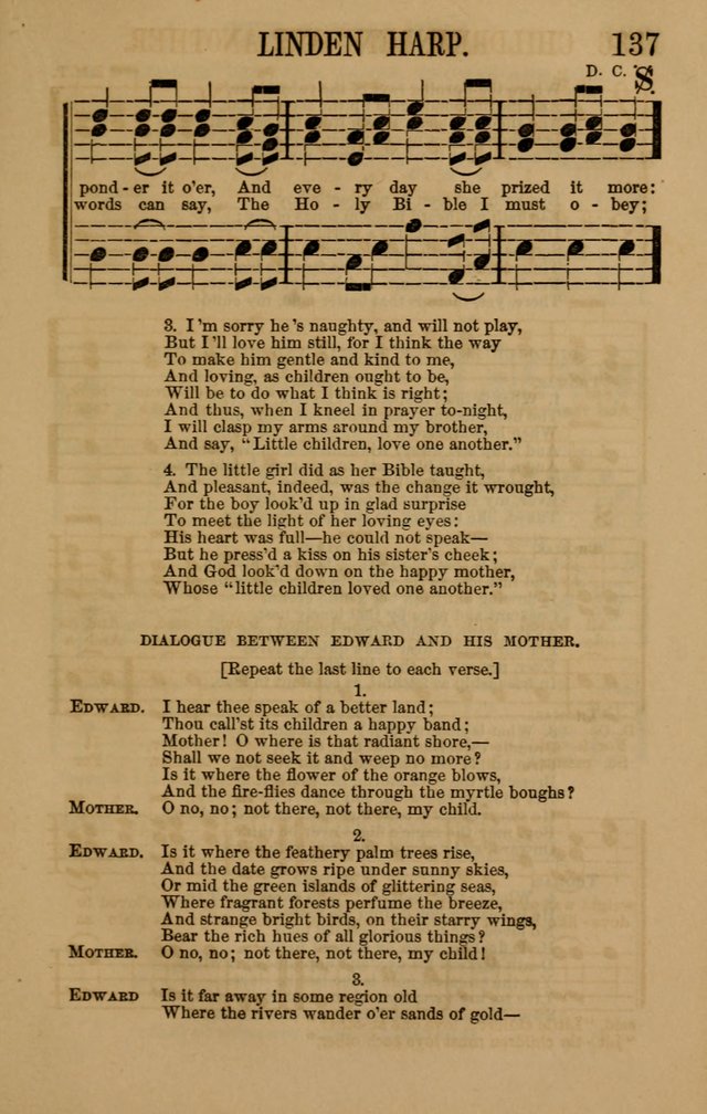 Linden Harp: a rare collection of popular melodies adapted to sacred and moral songs, original and selected. Illustrated. Also a manual of... page 137