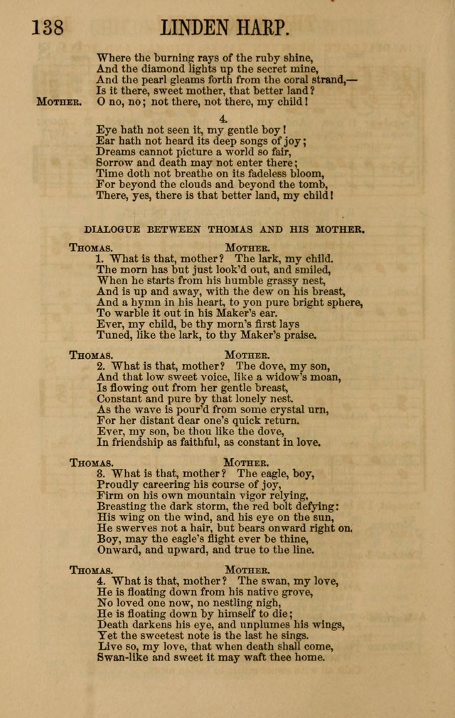 Linden Harp: a rare collection of popular melodies adapted to sacred and moral songs, original and selected. Illustrated. Also a manual of... page 138