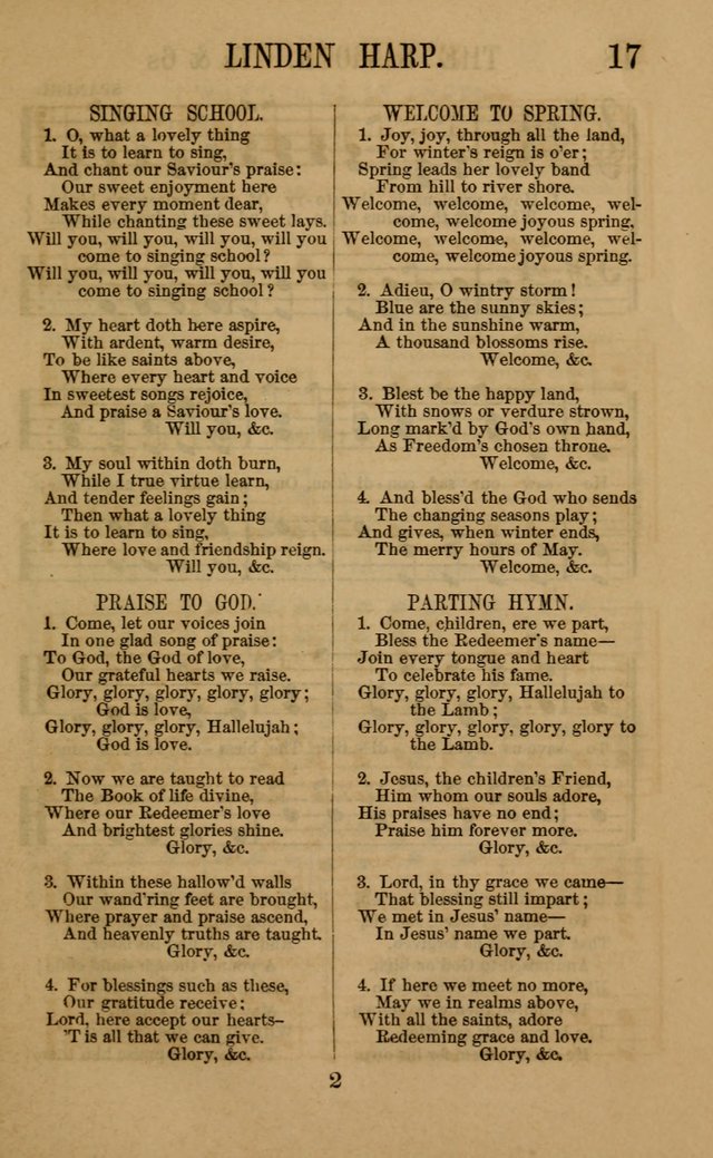 Linden Harp: a rare collection of popular melodies adapted to sacred and moral songs, original and selected. Illustrated. Also a manual of... page 17