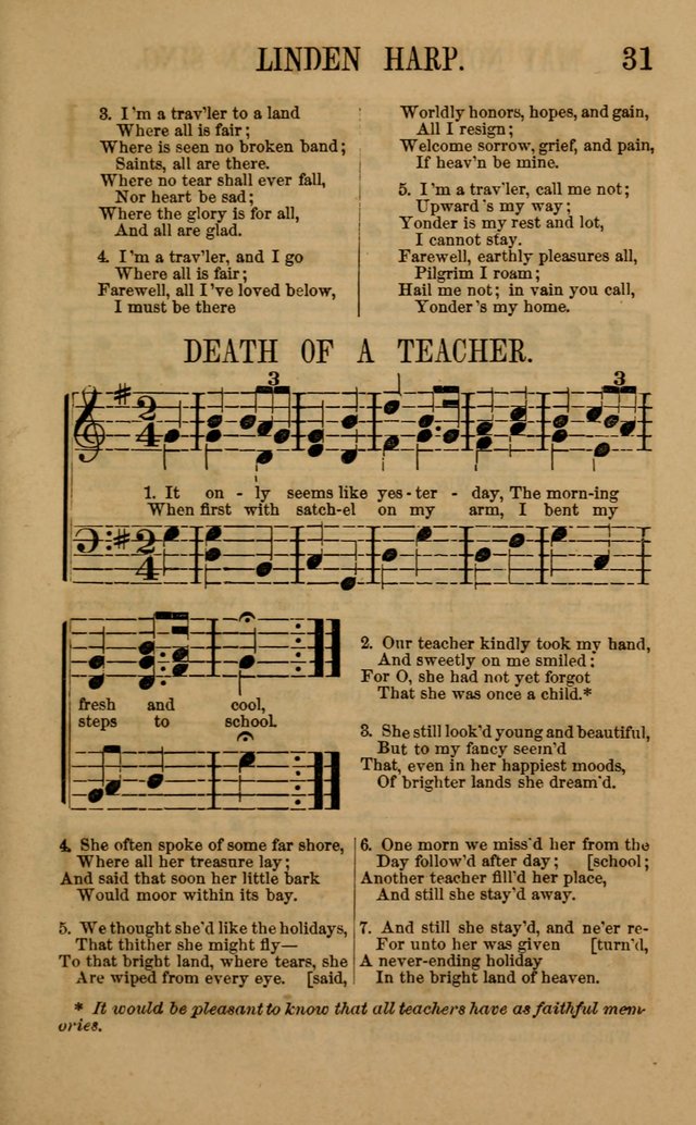 Linden Harp: a rare collection of popular melodies adapted to sacred and moral songs, original and selected. Illustrated. Also a manual of... page 31