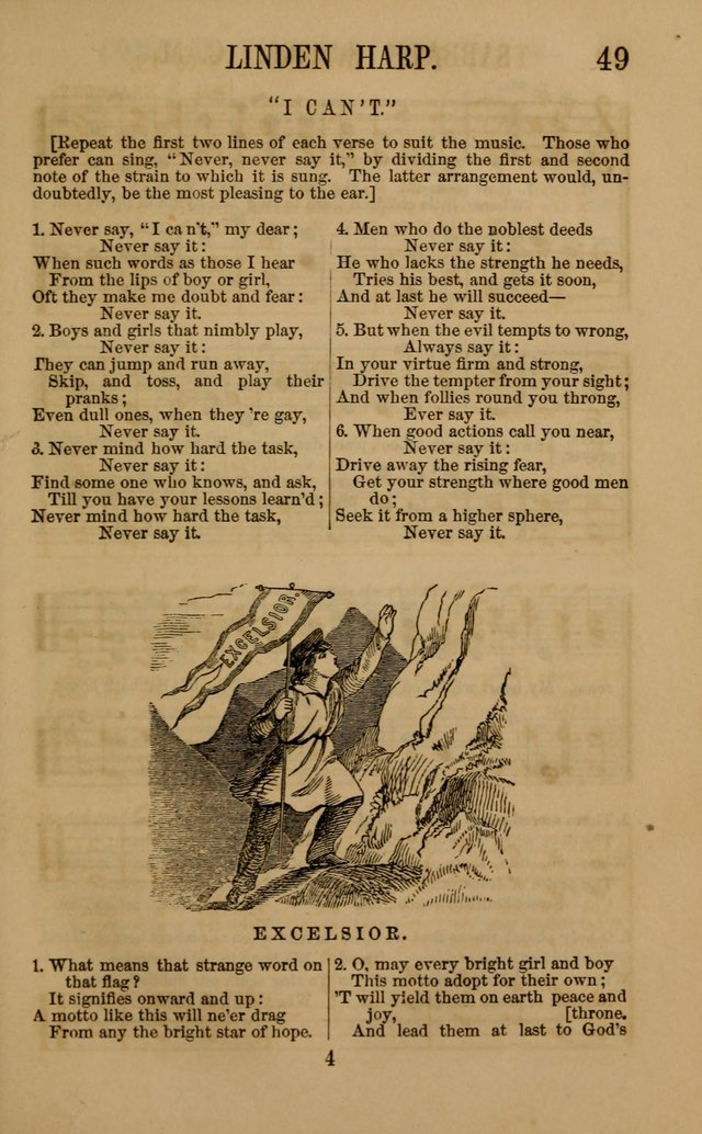 Linden Harp: a rare collection of popular melodies adapted to sacred and moral songs, original and selected. Illustrated. Also a manual of... page 49