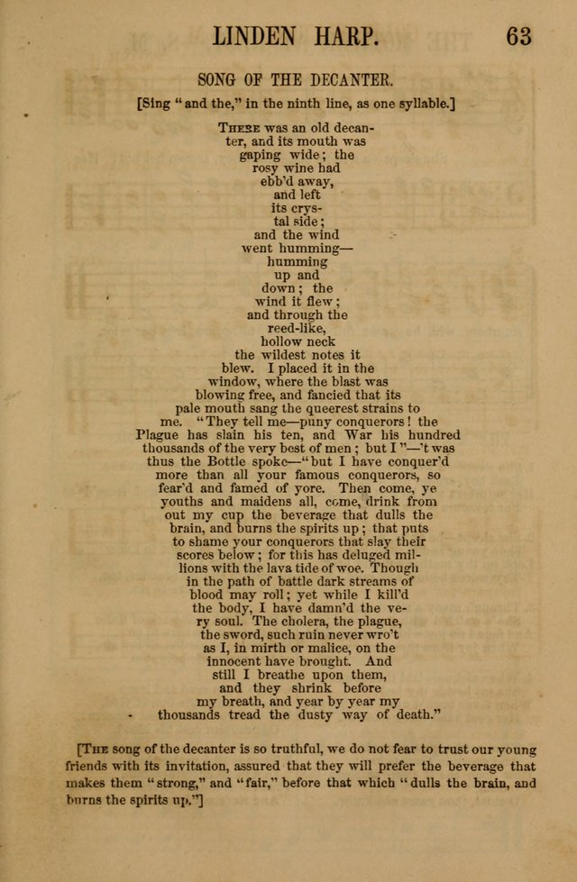 Linden Harp: a rare collection of popular melodies adapted to sacred and moral songs, original and selected. Illustrated. Also a manual of... page 63