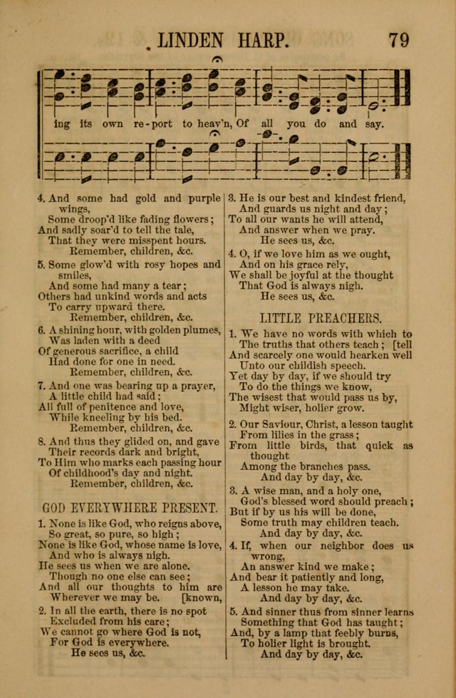 Linden Harp: a rare collection of popular melodies adapted to sacred and moral songs, original and selected. Illustrated. Also a manual of... page 79