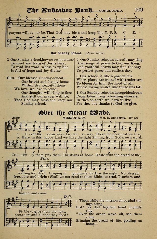 Living Hymns: for use in the Sabbath School, Christian Endeavor Meetings, the church & home page 109