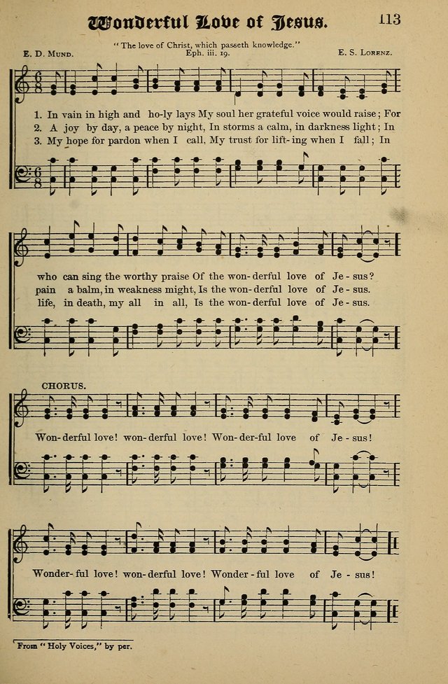 Living Hymns: for use in the Sabbath School, Christian Endeavor Meetings, the church & home page 113