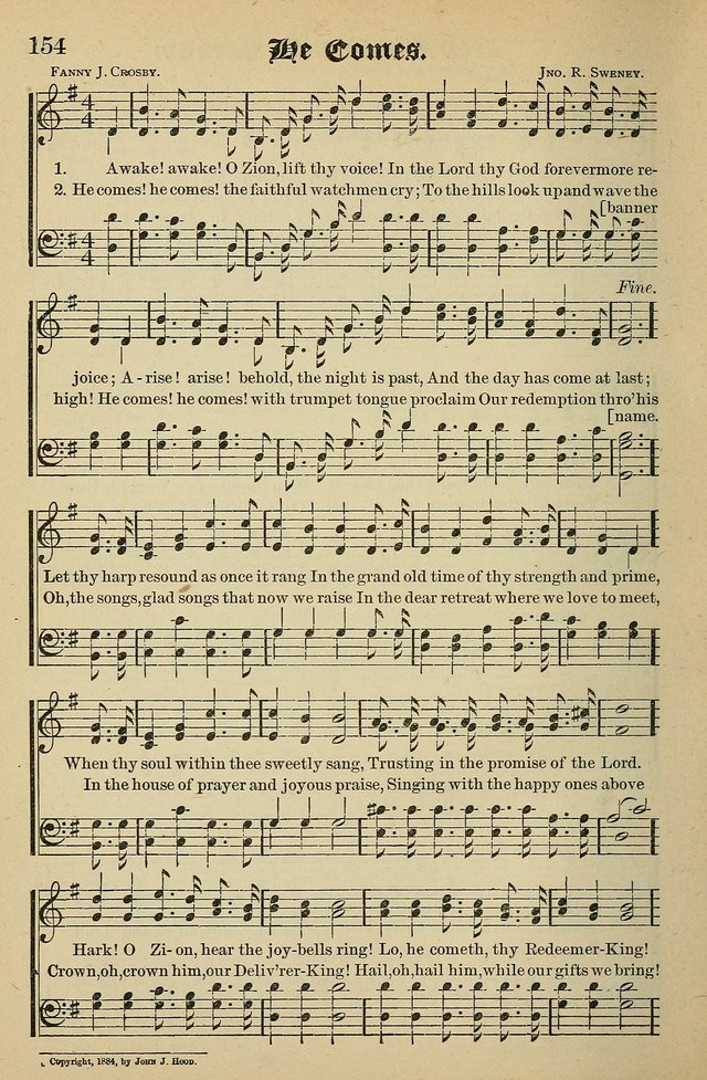 Living Hymns: for use in the Sabbath School, Christian Endeavor Meetings, the church & home page 154