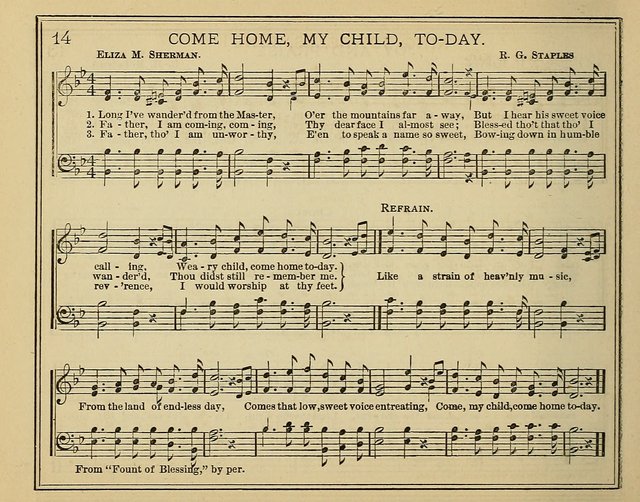 Light and Life: a collection of new hymns and tunes for sunday schools, prayer meetings, praise meetings and revival meetings page 14