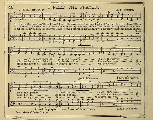 Light and Life: a collection of new hymns and tunes for sunday schools, prayer meetings, praise meetings and revival meetings page 46