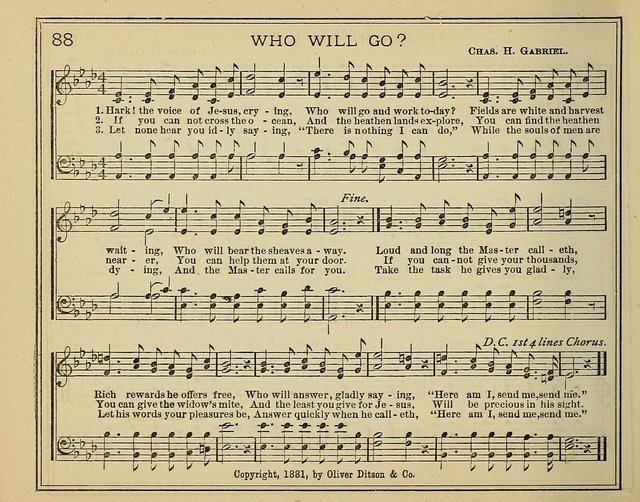 Light and Life: a collection of new hymns and tunes for sunday schools, prayer meetings, praise meetings and revival meetings page 88