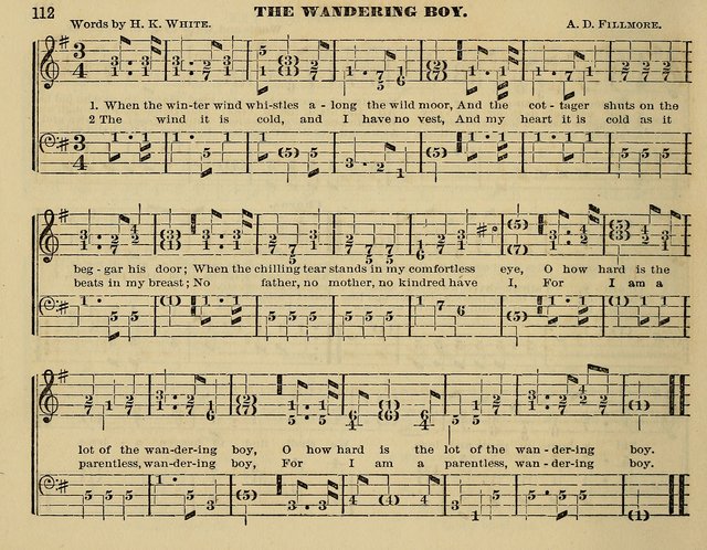 The Little Minstrel: a collection of songs and music, with lessons of instruction, mathematically arranged plan of notation page 112