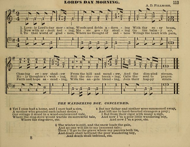 The Little Minstrel: a collection of songs and music, with lessons of instruction, mathematically arranged plan of notation page 113