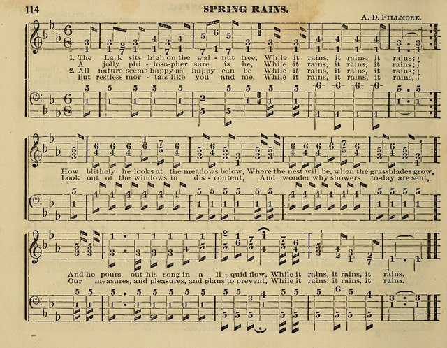 The Little Minstrel: a collection of songs and music, with lessons of instruction, mathematically arranged plan of notation page 114