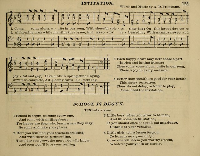 The Little Minstrel: a collection of songs and music, with lessons of instruction, mathematically arranged plan of notation page 125