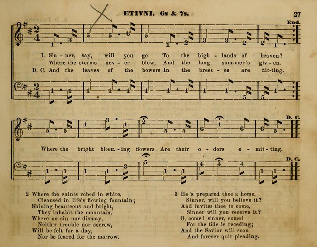 The Little Minstrel: a collection of songs and music, with lessons of instruction, mathematically arranged plan of notation page 27