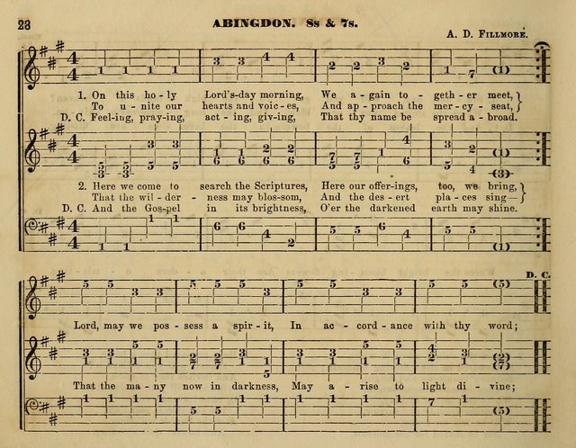 The Little Minstrel: a collection of songs and music, with lessons of instruction, mathematically arranged plan of notation page 28