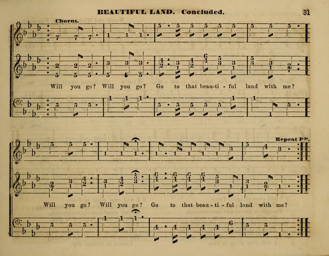 The Little Minstrel: a collection of songs and music, with lessons of instruction, mathematically arranged plan of notation page 31