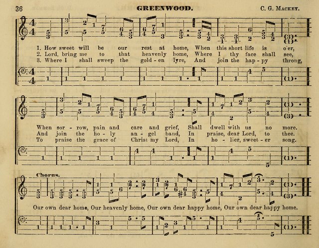 The Little Minstrel: a collection of songs and music, with lessons of instruction, mathematically arranged plan of notation page 36