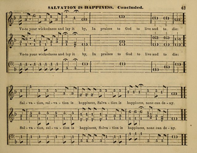 The Little Minstrel: a collection of songs and music, with lessons of instruction, mathematically arranged plan of notation page 43