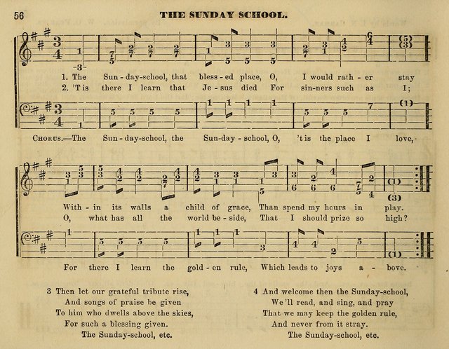 The Little Minstrel: a collection of songs and music, with lessons of instruction, mathematically arranged plan of notation page 56