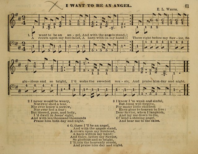 The Little Minstrel: a collection of songs and music, with lessons of instruction, mathematically arranged plan of notation page 61