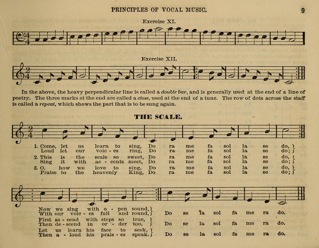 The Little Minstrel: a collection of songs and music, with lessons of instruction, mathematically arranged plan of notation page 9