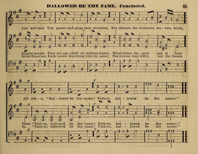 The Little Minstrel: a collection of songs and music, with lessons of instruction, mathematically arranged plan of notation page 91