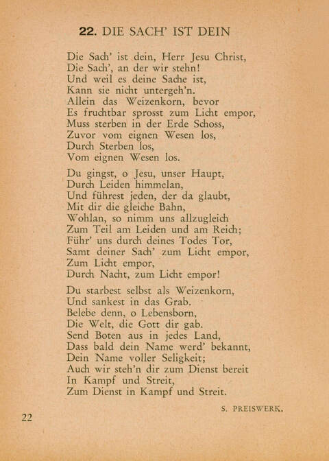 Lieder für die Mennonitische Weltkonferenz=Songs for the Mennonite World Conferene=Cantiques pour la Conférence Mennonite Mondiale=Gezangen voor het Doopsgezinde Wereldcongres page 22