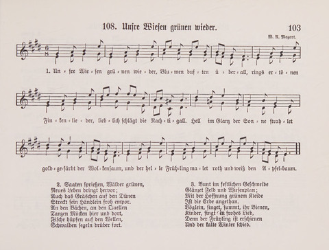 Lieder-Perlen: Eine Sammlung von Liedern geistlichen und gemischten Inhalts, theils in deutscher, theils in englischer Sprache, nebt einer Anzahl Spiellieder, ein-, zwei- und dreistimmig (mit Anhang) page 103