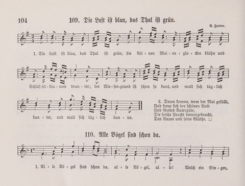 Lieder-Perlen: Eine Sammlung von Liedern geistlichen und gemischten Inhalts, theils in deutscher, theils in englischer Sprache, nebt einer Anzahl Spiellieder, ein-, zwei- und dreistimmig (mit Anhang) page 104