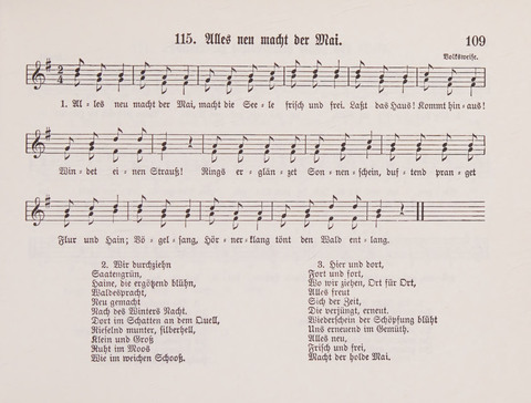 Lieder-Perlen: Eine Sammlung von Liedern geistlichen und gemischten Inhalts, theils in deutscher, theils in englischer Sprache, nebt einer Anzahl Spiellieder, ein-, zwei- und dreistimmig (mit Anhang) page 109