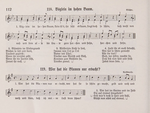 Lieder-Perlen: Eine Sammlung von Liedern geistlichen und gemischten Inhalts, theils in deutscher, theils in englischer Sprache, nebt einer Anzahl Spiellieder, ein-, zwei- und dreistimmig (mit Anhang) page 112